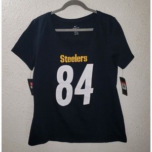 NWT Nike Sz L Large NFL Steelers Black Top Antonio Brown #84 Women's Tee Shirt